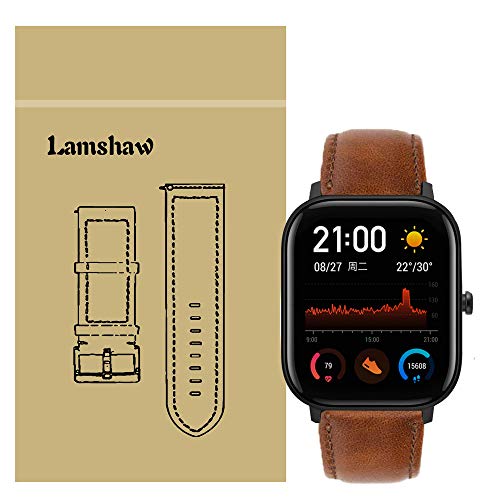 LvBu Armband Kompatibel mit Amazfit GTS, Quick Release Leder Classic Ersatz Uhrenarmband für Amazfit GTS Smartwatch (Crazy Horse-Braun) von LvBu