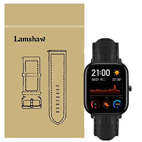 LvBu Armband Kompatibel mit Amazfit GTS, Quick Release Leder Classic Ersatz Uhrenarmband für Amazfit GTS Smartwatch (Schwarz) von LvBu