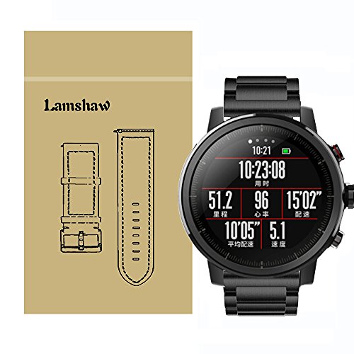 LvBu Armband Kompatibel mit Amazfit Stratos, Classic Edelstahl Uhrenarmband für Amazfit Stratos Smartwatch (Schwarz) von LvBu