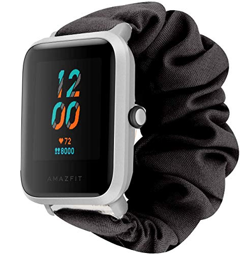 LvBu Armband Kompatibel mit Amazfit bip S, weiche Haargummis Uhrenarmband für Amazfit bip S Fitness Smartwatch (Black) von LvBu