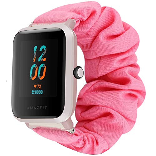 LvBu Armband Kompatibel mit Amazfit bip S, weiche Haargummis Uhrenarmband für Amazfit bip S Fitness Smartwatch (Pink) von LvBu