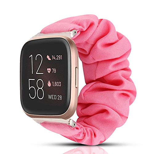 LvBu Armband Kompatibel mit Fitbit Versa 2, weiche Haargummis Uhrenarmband für Fitbit Versa 2 Health & Fitness Smartwatch (Rosa) von LvBu