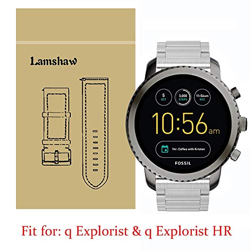 LvBu Armband Kompatibel mit Fossil Q Explorist, Classic Edelstahl Uhrenarmband für Fossil Q EXPLORIST Gen 3 / Q EXPLORIST HR Gen 4 Smartwatch (Silber) von LvBu