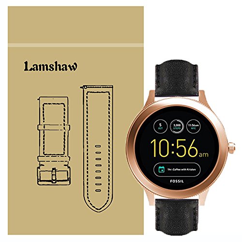 LvBu Armband Kompatibel mit Fossil Q Venture, Quick Release Leder Classic Ersatz Uhrenarmband für Fossil Q Venture Gen 4 / Fossil Q Venture Gen 3 Smartwatch (Schwarz) von LvBu