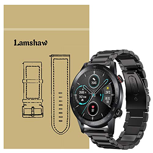 LvBu Armband Kompatibel mit Huawei Honor Magic Watch 2, Classic Edelstahl Uhrenarmband für Huawei Honor Magic Watch 2 (42mm, Schwarz) von LvBu