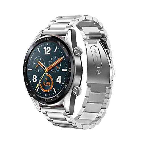 LvBu Armband Kompatibel mit Huawei Watch GT, Classic Edelstahl Uhrenarmband für Huawei Watch GT Smartwatch (Silber) von LvBu