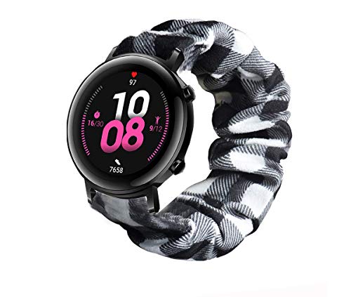 LvBu Armband Kompatibel mit Huawei Watch GT 2 42mm, weiche Haargummis Uhrenarmband für Huawei Watch GT 2 (42MM) GPS Smartwatch (Grid) von LvBu