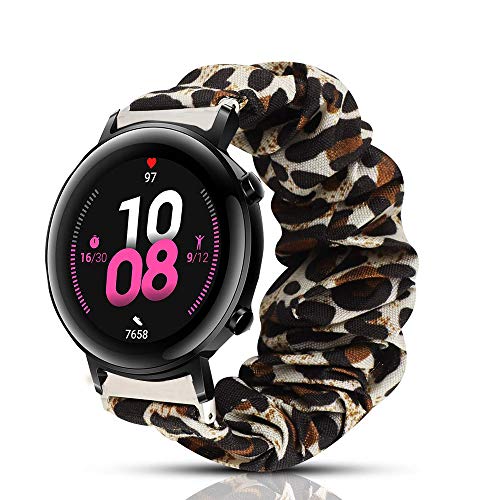 LvBu Armband Kompatibel mit Huawei Watch GT 2 42mm, weiche Haargummis Uhrenarmband für Huawei Watch GT 2 (42MM) GPS Smartwatch (Leopard) von LvBu