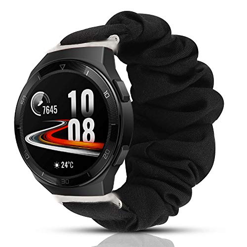 LvBu Armband Kompatibel mit Huawei Watch GT 2e, weiche Haargummis Uhrenarmband für Ticwatch Pro Smartwatch (Black) von LvBu