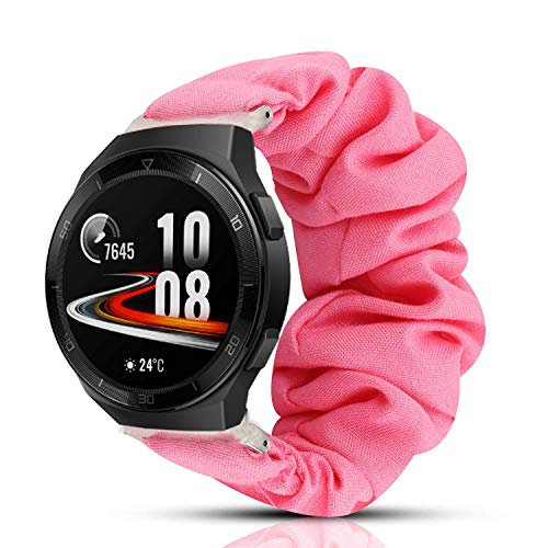 LvBu Armband Kompatibel mit Huawei Watch GT 2e, weiche Haargummis Uhrenarmband für Ticwatch Pro Smartwatch (Pink) von LvBu