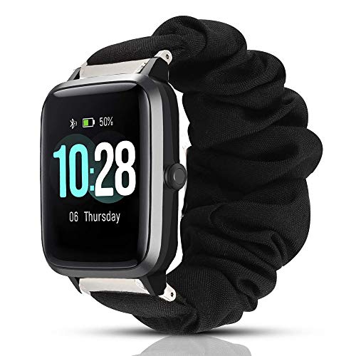 LvBu Armband Kompatibel mit ID205L, weiche Haargummis Uhrenarmband für ID205L Smartwatch (schwarz) von LvBu