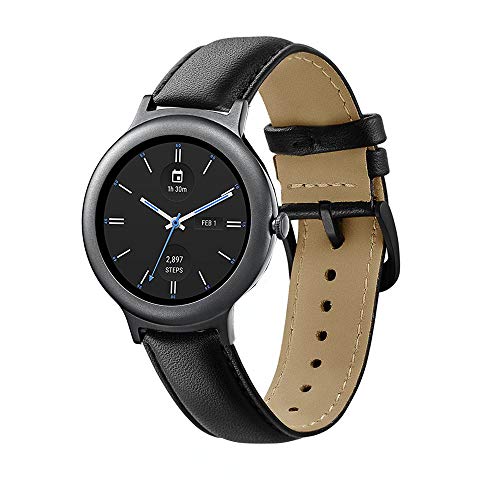 LvBu Armband Kompatibel mit LG Watch Style, Quick Release Leder Classic Ersatz Uhrenarmband für LG Watch Style Smartwatch (Schwarz) von LvBu