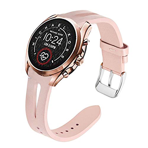 LvBu Armband Kompatibel mit Michael Kors Bradshaw 2, Quick Release Leder Classic Ersatz Uhrenarmband für Michael Kors Access Gen 5 Bradshaw Smartwatch (Pink) von LvBu