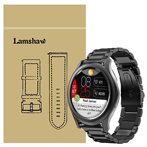 LvBu Armband Kompatibel mit MyKronoz ZeRound3, Classic Edelstahl Uhrenarmband für MyKronoz ZeRound3 Smartwatch (Schwarz) von LvBu