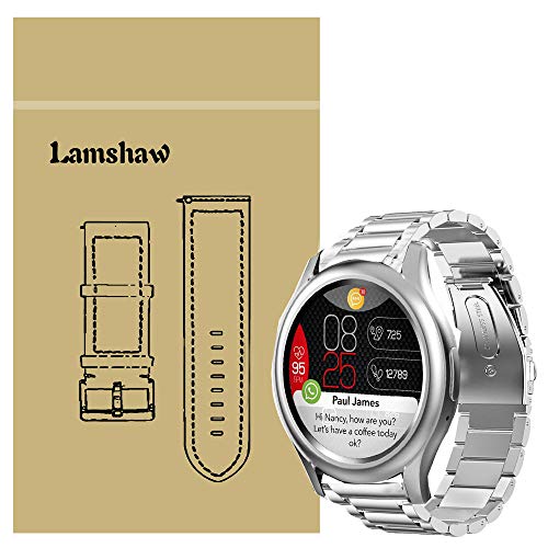 LvBu Armband Kompatibel mit MyKronoz ZeRound3, Classic Edelstahl Uhrenarmband für MyKronoz ZeRound3 Smartwatch (Silber) von LvBu