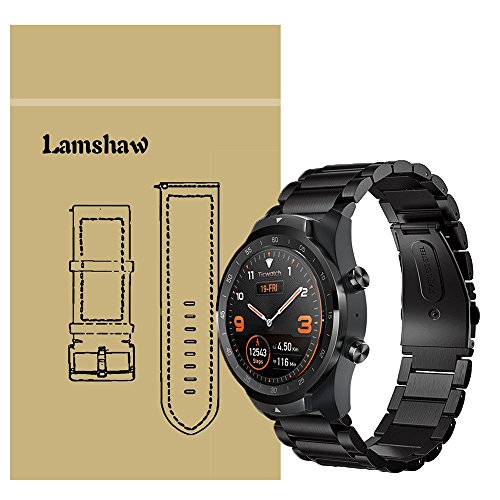 LvBu Armband Kompatibel mit Ticwatch Pro, Classic Edelstahl Uhrenarmband für Ticwatch Pro Smartwatch (Schwarz) von LvBu
