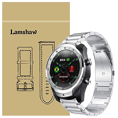 LvBu Armband Kompatibel mit Ticwatch Pro, Classic Edelstahl Uhrenarmband für Ticwatch Pro Smartwatch (Silber) von LvBu
