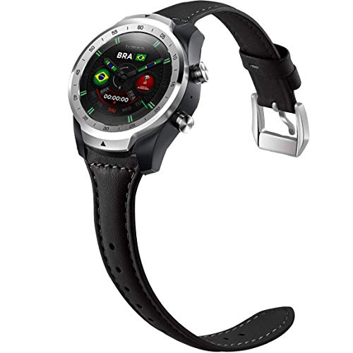 LvBu Armband Kompatibel mit Ticwatch Pro, Quick Release Leder Classic Ersatz Uhrenarmband für Ticwatch Pro Smartwatch (Schwarz) von LvBu
