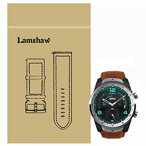 LvBu Armband Kompatibel mit Ticwatch pro, Quick Release Leder Classic Ersatz Uhrenarmband für Ticwatch pro Smartwatch (Braun) von LvBu
