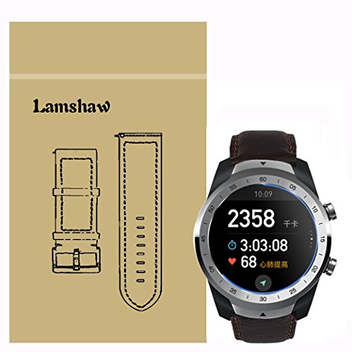 LvBu Armband Kompatibel mit Ticwatch pro, Quick Release Leder Classic Ersatz Uhrenarmband für Ticwatch pro Smartwatch (Coffee) von LvBu