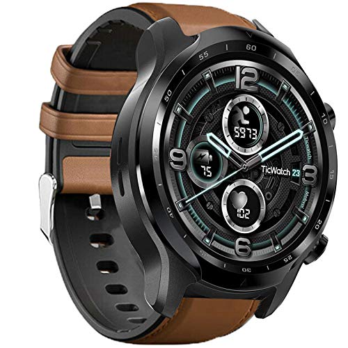 LvBu Armband Kompatibel mit Ticwatch pro 3, Quick Release Leder Classic Ersatz Uhrenarmband für Ticwatch pro 3 Smartwatch (braun) von LvBu