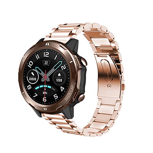 LvBu Armband Kompatibel mit Uwatch GT, Classic Edelstahl Uhrenarmband für UMIDIGI Uwatch GT/ Uwatch3 Smartwatch (Roségold) von LvBu