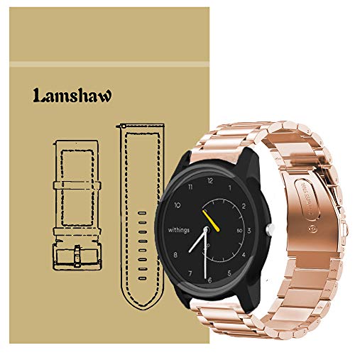 LvBu Armband Kompatibel mit Withings Move, Classic Edelstahl Uhrenarmband für Withings Move Smartwatch (Roségold) von LvBu