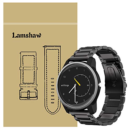 LvBu Armband Kompatibel mit Withings Move, Classic Edelstahl Uhrenarmband für Withings Move Smartwatch (Schwarz) von LvBu