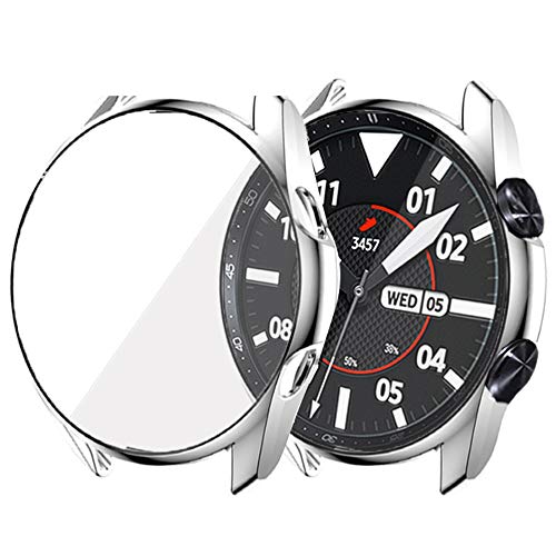 LvBu Schutzhülle Kompatibel mit Galaxy Watch 3, Flexibles TPU Vollschutz mit Displayschutzfolie Kratzfest Displayschutz Schutz Hülle Für Samsung Galaxy Watch 3 (41mm case, Silber) von LvBu