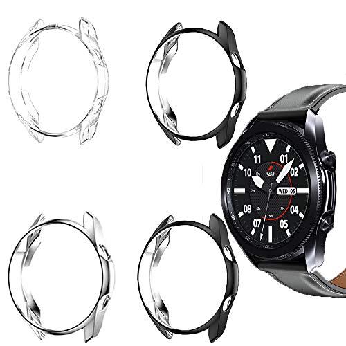 LvBu Schutzhülle Kompatibel mit Galaxy Watch 3, Flexibles TPU Vollschutz mit Displayschutzfolie Kratzfest Displayschutz Schutz Hülle Für Samsung Galaxy Watch 3 (45mm case, 4 Pack) von LvBu