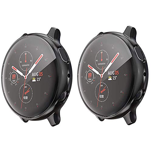 LvBu Schutzhülle Kompatibel mit Galaxy Watch Active 2, Flexibles TPU Vollschutz mit Displayschutzfolie Schutz Hülle Für Samsung Galaxy Watch Active 2 40mm/44mm (40mm, schwarz+schwarz) von LvBu