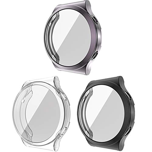 LvBu Schutzhülle Kompatibel mit Huawei Watch GT 2 Pro, Flexibles TPU Vollschutz mit Displayschutzfolie Kratzfest Displayschutz Schutz Hülle Für Huawei Watch GT2 Pro (schwarz+grau+Transparent) von LvBu
