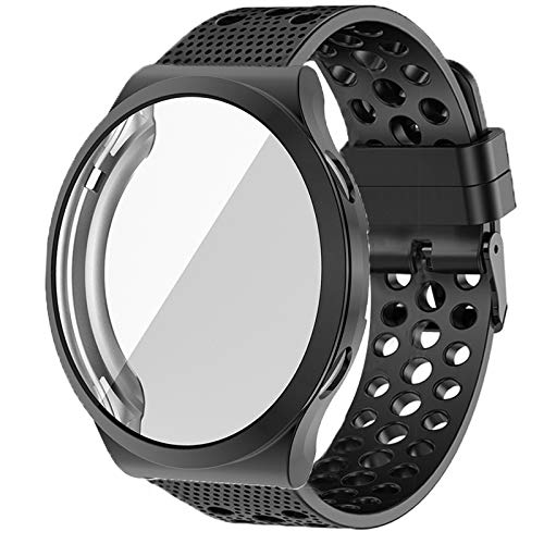 LvBu Schutzhülle Kompatibel mit Huawei Watch GT 2 Pro, Flexibles TPU Vollschutz mit Displayschutzfolie Kratzfest Displayschutz Schutz Hülle Für Huawei Watch GT2 Pro (schwarz+schwarz Armband) von LvBu