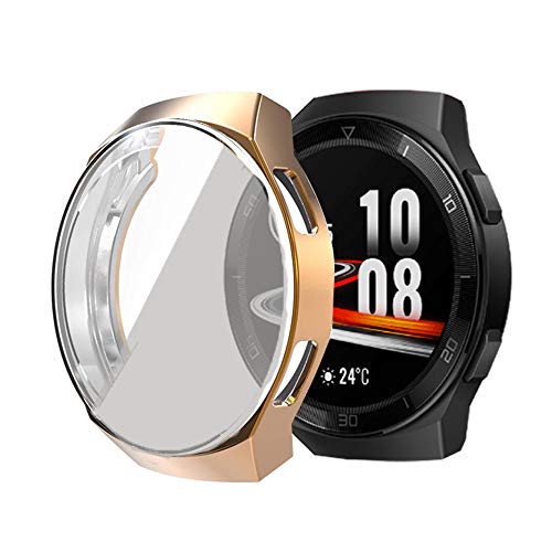 LvBu Schutzhülle Kompatibel mit Huawei Watch GT 2e, Flexibles TPU Vollschutz mit Displayschutzfolie Kratzfest Displayschutz Schutz Hülle Für Huawei Watch GT 2e (Roségold) von LvBu