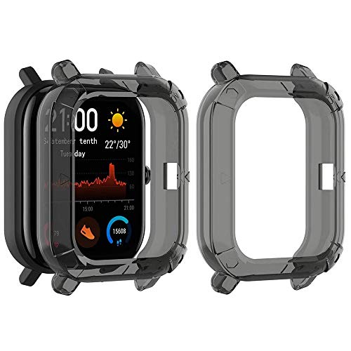 LvBu Schutzhülle kompatibel Für Amazfit GTS, All-Around Case Ultra dünn TPU Schutz Hülle für Amazfit GTS Smartwatch [2 Stücke] (Schwarz + Schwarz) von LvBu