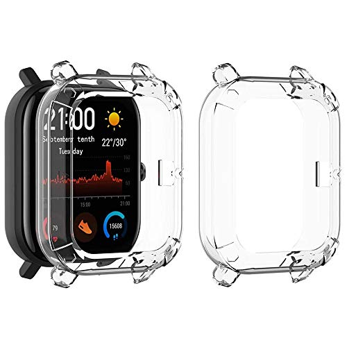 LvBu Schutzhülle kompatibel Für Amazfit GTS, All-Around Case Ultra dünn TPU Schutz Hülle für Amazfit GTS Smartwatch [2 Stücke] (Transparent + Transparent) von LvBu