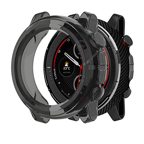 LvBu Schutzhülle kompatibel Für Amazfit Stratos 3, All-Around Case Ultra dünn TPU Schutz Hülle für Amazfit Stratos 3 Smartwatch (Black) von LvBu