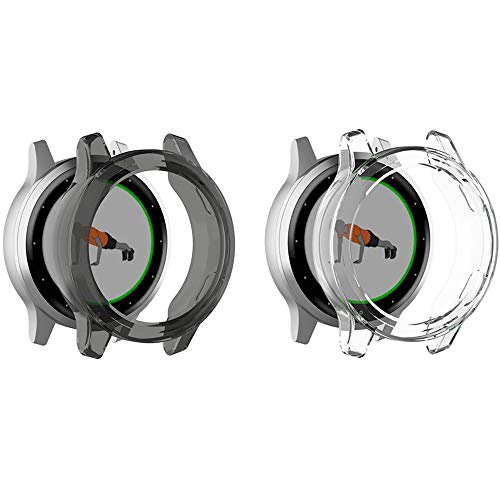 LvBu Schutzhülle kompatibel Für Garmin Vivoactive 4S, All-Around Case Ultra dünn TPU Schutz Hülle für Garmin Vivoactive 4S Smartwatch [2 Stücke] (Schwarz+Transparent) von LvBu