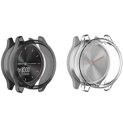 LvBu Schutzhülle kompatibel Für Garmin vívomove 3S, All-Around Case Ultra dünn TPU Schutz Hülle für Garmin vívomove 3S Smartwatch [2 Stücke] (Schwarz + Transparent) von LvBu