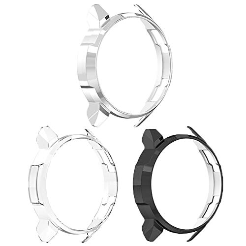 LvBu Schutzhülle kompatibel Für Honor Watch GS Pro, All-Around Case Ultra dünn TPU Schutz Hülle für Huawei Honor Watch GS Pro Smartwatch (schwarz+Silber+Transparent) von LvBu