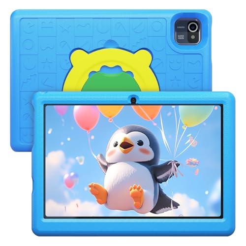 Lville Kinder Tablet, Tablet Kinder 10 Zoll Android 13, 1280 * 800 HD-Display, 5000 mAh Akku, 6GB+64GB, Quad Core, KIDOZ Vorinstalliert, WiFi, Bluetooth, Doppelkamera Kids Tablet, Blau von Lville