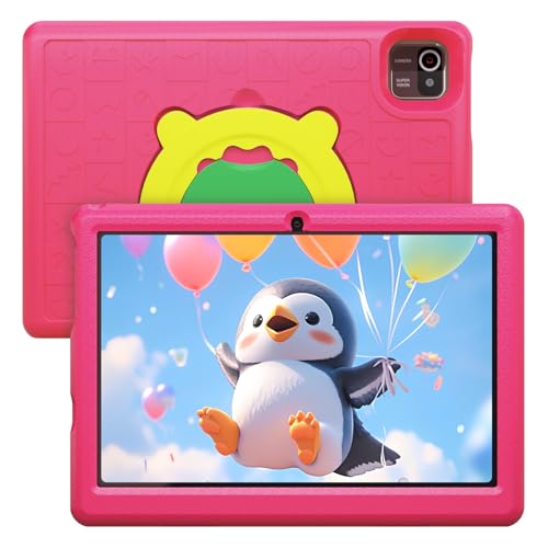 Lville Kinder Tablet, Tablet Kinder 10 Zoll Android 13, 1280 * 800 HD-Display, 5000 mAh Akku, 6GB+64GB, Quad Core, KIDOZ Vorinstalliert, WiFi, Bluetooth, Doppelkamera Kids Tablet (Rosa) von Lville