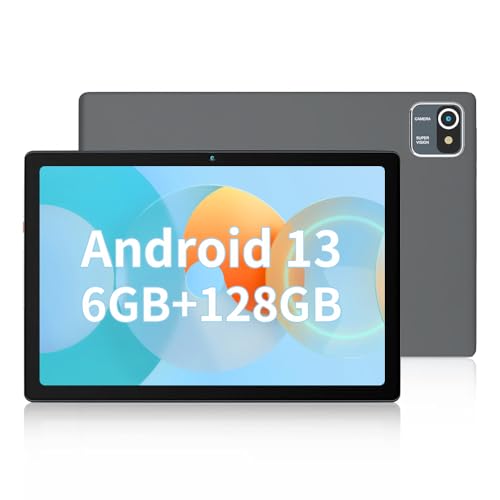 Lville Tablet 10 Zoll, Quad-Core Android 13, 6 GB RAM + 64 GB ROM(128 GB TF), WLAN, Bluetooth, IPS 1280 x 800, Akkus 5000 mAh (Grau) von Lville