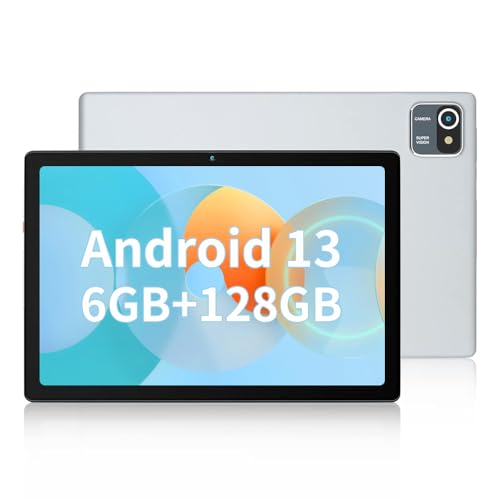 Lville Tablet 10 Zoll, Quad-Core Android 13, 6 GB RAM + 64 GB ROM(128 GB TF), WLAN, Bluetooth, IPS 1280 x 800, Akkus 5000 mAh (Silber) von Lville