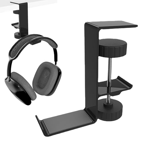 Lvjkes Headset Halterung, Kopfhörerständer, Kopfhörer Aufhänger Headset Halter, Universal Aluminiumlegierung Gaming Kopfhörer Stand unter Schreibtisch Aufhänger Haken Klammer, Schwarz von Lvjkes