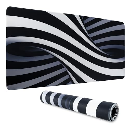 Lvjkes Mauspad XXL, 900 x 400 mm Gaming mauspad, Genähte Kanten Mousepad, rutschfeste Gummibasis, Verbessern Sie Genauigkeit und Geschwindigkeit, Geeignet für Spiele und Büro (Abstrakte Linien-A) von Lvjkes