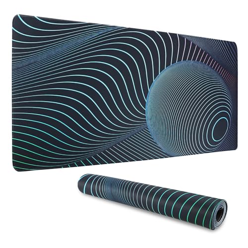 Lvjkes Mauspad XXL, 900 x 400 mm Gaming mauspad, Genähte Kanten Mousepad, rutschfeste Gummibasis, Verbessern Sie Genauigkeit und Geschwindigkeit, Geeignet für Spiele und Büro (Abstrakte Linien-B) von Lvjkes