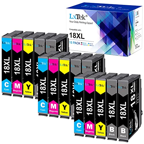LxTek 18XL Druckerpatronen Kompatibel für Epson 18XL Multipack für Epson XP 322 Druckerpatronen für Epson XP-305 XP-215 XP-225 XP-412 XP-422 XP-325 XP-312 XP-315 XP-205 XP-415 XP-425 (15er-Pack) von LxTek