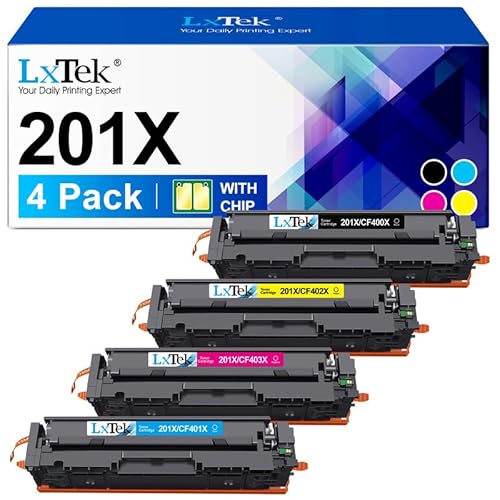 LxTek 201X 201A Schwarz Toner CF400X CF400A Kompatibel für HP 201X Schwarz für HP M277dw Toner Color Laserjet Pro MFP M277 M252dw M277n M274n M252n M252 M277c6 (Schwarz, Cyan, Gelb, Magenta) von LxTek