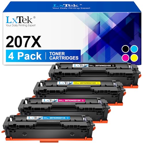 LxTek 207X 207A Multipack Toner Kompatibel für HP 207X 207A für Hp Color Laserjet Pro MFP M283FDW Toner Schwarz Für HP Color Laserjet Pro M255DW Toner M282NW MFP M283FDN M255DW W2211X Toner(4er-Pack) von LxTek